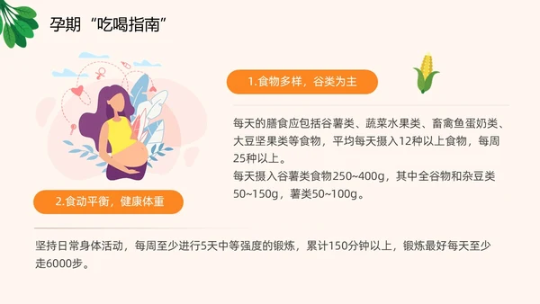 插画风橙色精美孕期健康饮食孕妇产妇护理培训PPT课件健康饮食讲座