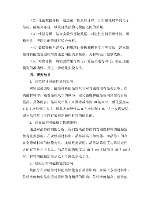 磁性材料的微观结构与性能关系研究
