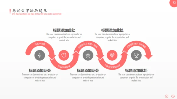红色简约柔和的波浪线商务计划书通用PPT模板