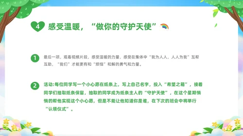 绿色清新卡通儿童中小学让成长不烦恼面对烦恼主题班会PPT