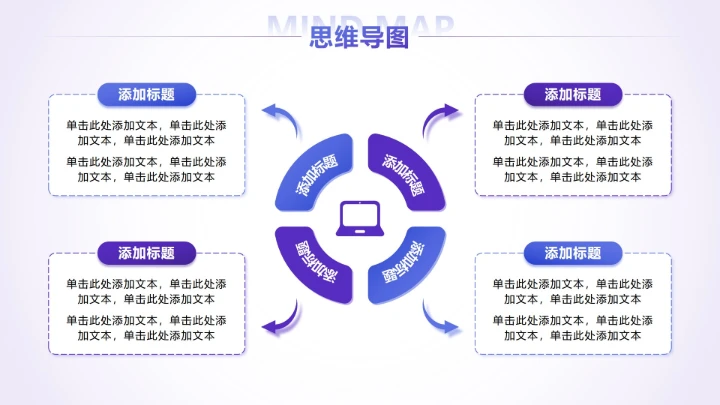 蓝紫色渐变思维导图正文页PPT单页