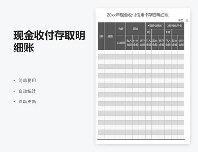 现金收付存取明细账