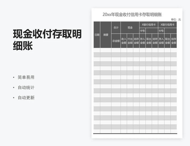 现金收付存取明细账