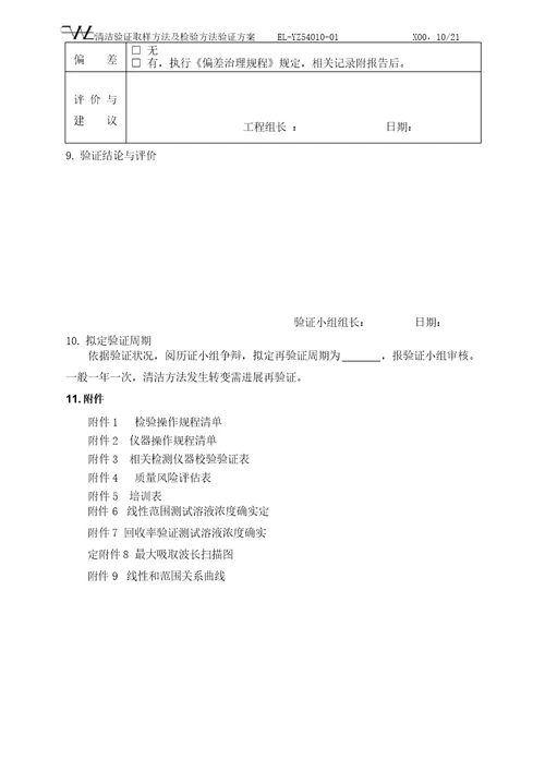 清洁验证取样方法及检验方法验证方案