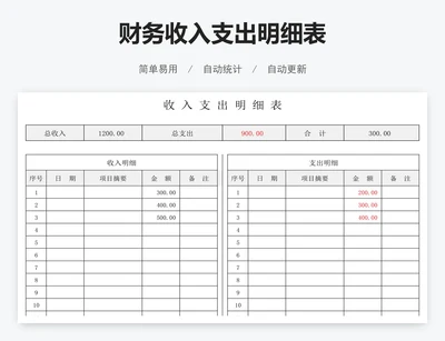 财务收入支出明细表