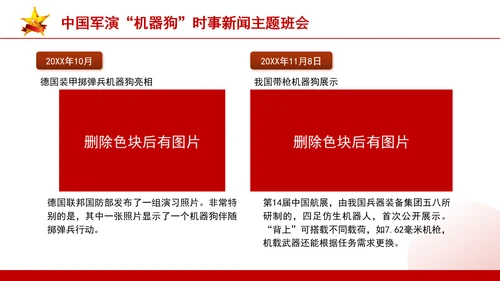 时事新闻主题班会：中国军演机器狗党课PPT课件