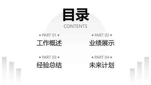 极简几何形状白底黑白述职汇报总结PPT模板