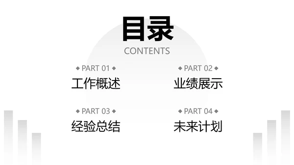极简几何形状白底黑白述职汇报总结PPT模板