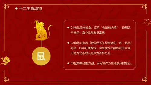 红色中国风十二生肖通用PPT模板
