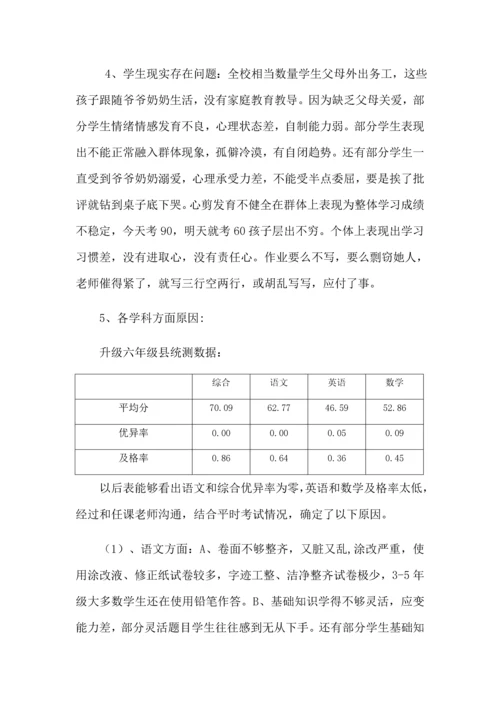 大琉璃学校统测成绩反思及提高教学成绩实施专项方案.docx