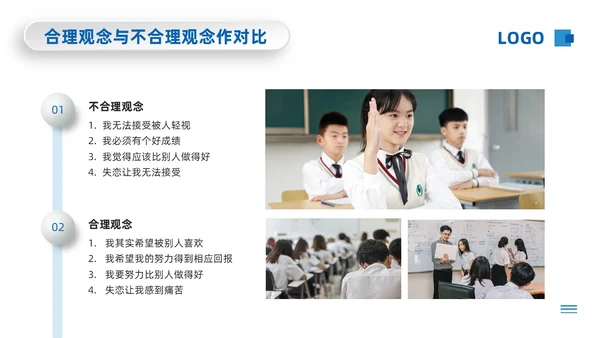 蓝色微粒体情绪ABC理论PPT模板宣传PPT动态PPT