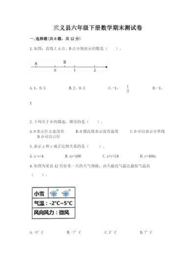 武义县六年级下册数学期末测试卷1套.docx