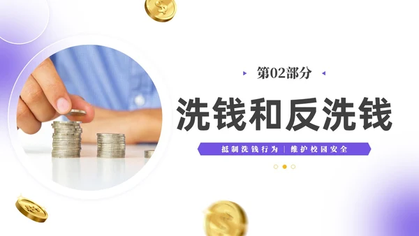紫色简约实拍风校园反洗钱教育PPT