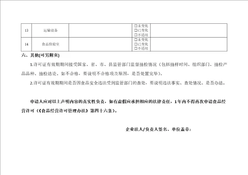 申请人经营条件未发生变化的声明