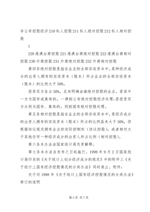 国家统计局《关于统计上对公有和非公有控股经济的分类办法》(200.docx