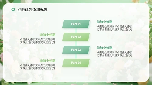 绿色小清新风花团锦簇元素大学生自我介绍PPT模板