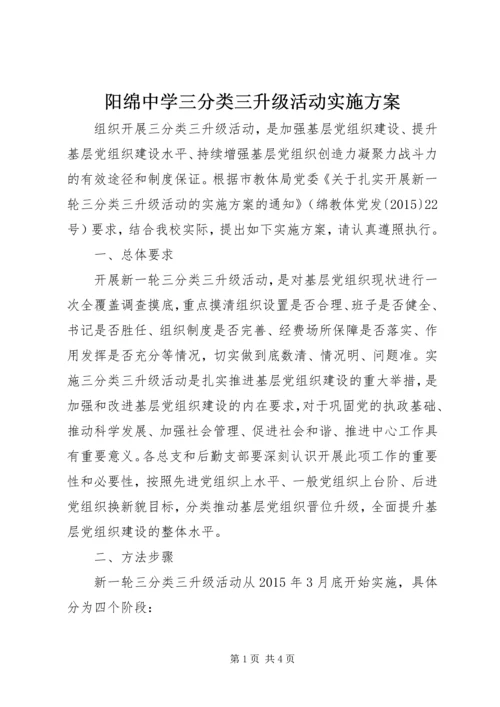阳绵中学三分类三升级活动实施方案.docx