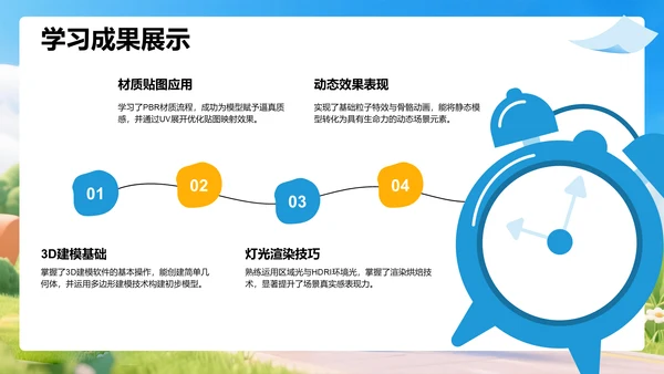 蓝色3D风学习成果PPT