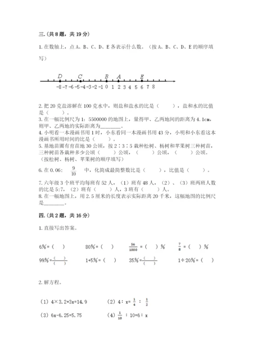小学数学六年级下册竞赛试题含答案【夺分金卷】.docx