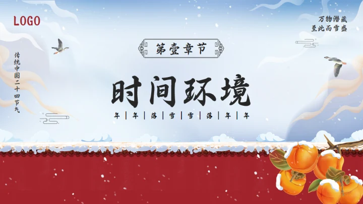 冬季大雪红色宫墙通用PPT模板