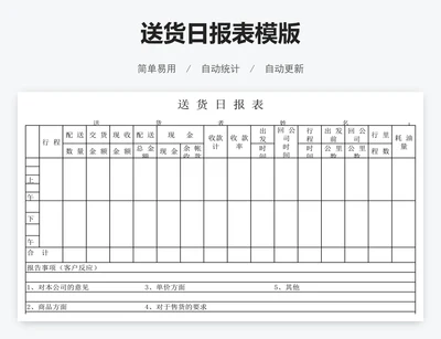 送货日报表模版