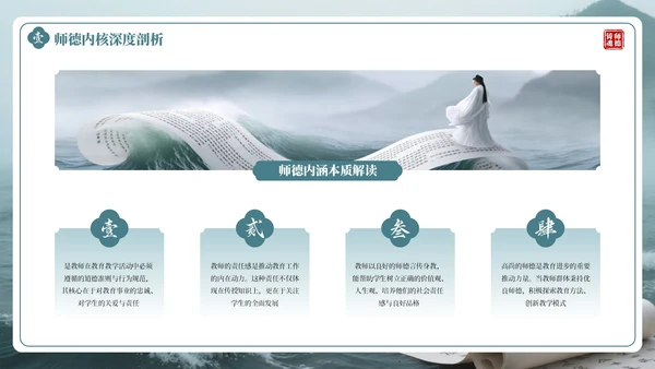 绿色古风教师师德培训PPT通用模板