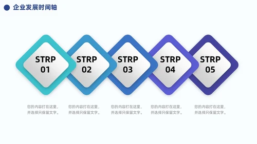 蓝色企业公司发展历程大事记时间轴PPT模板图表