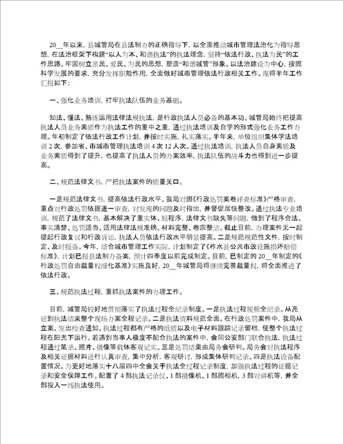 城管局依法行政工作总结2022