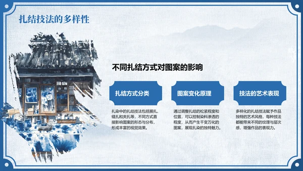 蓝色中国风非遗扎染的艺术魅力PPT模板