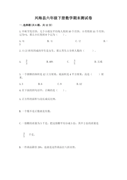 兴海县六年级下册数学期末测试卷（名师系列）.docx