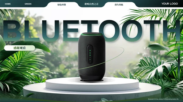 绿色智能音响产品介绍ppt模板
