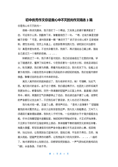 初中优秀作文你是我心中不灭的光作文精选3篇