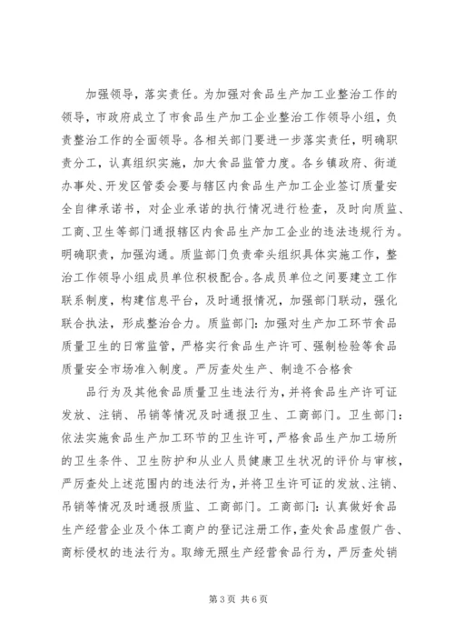 ＸＸ市整治食品生产加工企业工作实施方案 (2).docx