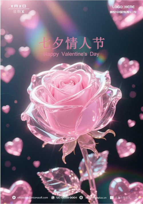 情人节营销海报(水晶玫瑰)