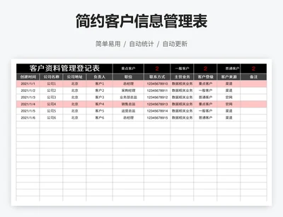 简约客户信息管理表