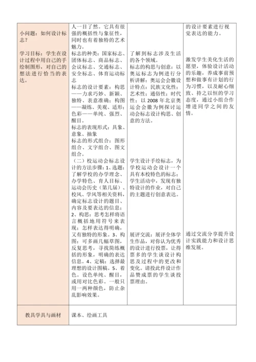 第三单元《运动之美》大单元教学设计（表格式）人教版七年级美术上册