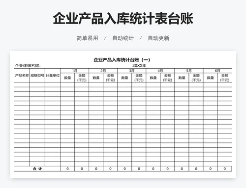 企业产品入库统计表台账