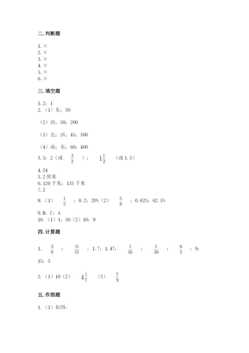 2022六年级上册数学期末考试试卷含答案【达标题】.docx