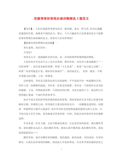 精编之把握青春珍惜现在演讲稿精选5篇范文.docx