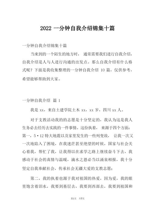 2022一分钟自我介绍锦集十篇.docx