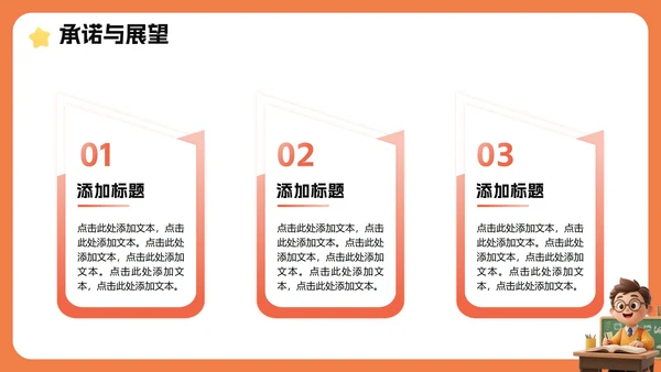 橙色3D卡通风班级班委班干部竞选PPT模板