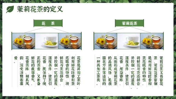 茉莉花茶满墙绿色植物通用PPT模板