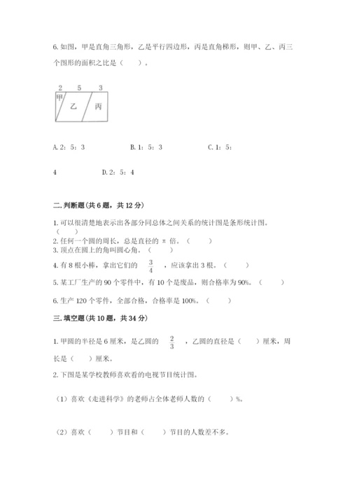 2022六年级上册数学期末测试卷精品（考试直接用）.docx