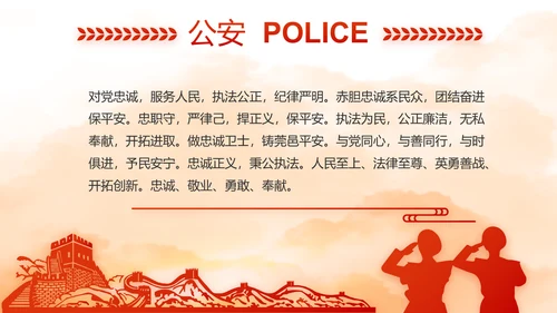 红色大气公安警察工作总结计划PPT