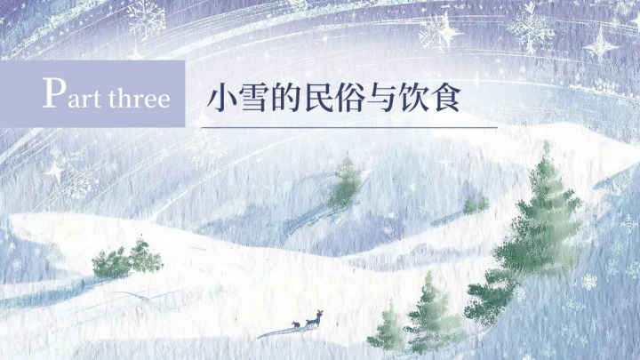 蓝紫创意清新中国二十四传统节气之小雪教育课件PPT模板