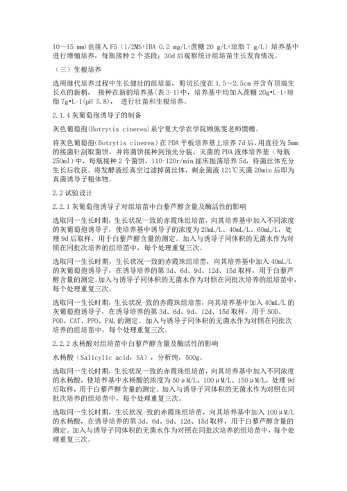 不同诱导子对赤霞珠葡萄组培苗白藜芦醇含量及抗氧化酶活性的影响--毕业论文.docx