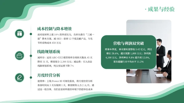 绿色系简约员工述职报告通用模板PPT