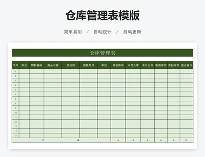 仓库管理表模版