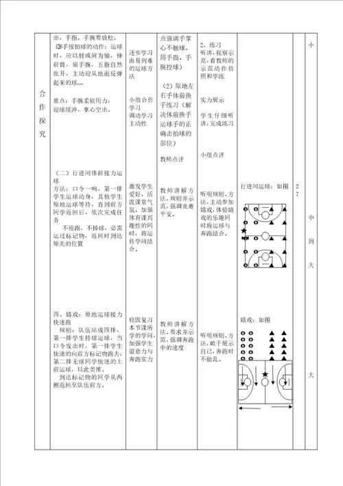 初中篮球运球公开课教案