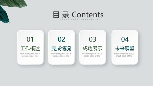 绿色小清新微立体述职报告工作总结通用PPT动态模板封面含PS